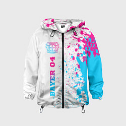 Ветровка с капюшоном детская Bayer 04 neon gradient style по-вертикали, цвет: 3D-черный