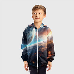Ветровка с капюшоном детская Космос и планеты, цвет: 3D-белый — фото 2