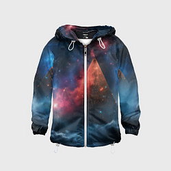 Ветровка с капюшоном детская Космическая абстракция пирамида, цвет: 3D-белый