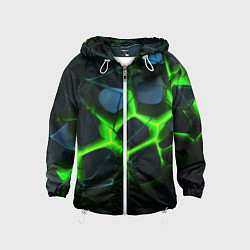 Детская ветровка Зеленый неон и разлом плит