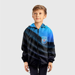 Ветровка с капюшоном детская Герб России и черно-синяя абстракция, цвет: 3D-черный — фото 2