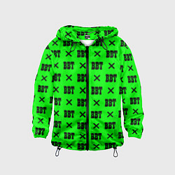 Ветровка с капюшоном детская BBT logo green steel, цвет: 3D-черный
