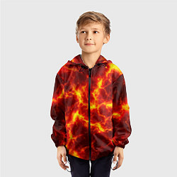 Ветровка с капюшоном детская Текстура огня, цвет: 3D-черный — фото 2