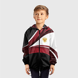 Ветровка с капюшоном детская Униформа Россия - бордовая, цвет: 3D-черный — фото 2