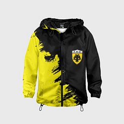 Ветровка с капюшоном детская AEK sport color yellow, цвет: 3D-черный