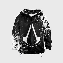 Ветровка с капюшоном детская White logo of assasin, цвет: 3D-черный