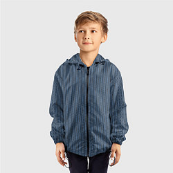 Ветровка с капюшоном детская Серо-синий текстурированные полосы, цвет: 3D-черный — фото 2