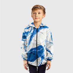 Ветровка с капюшоном детская Бело-синий мрамор, цвет: 3D-черный — фото 2
