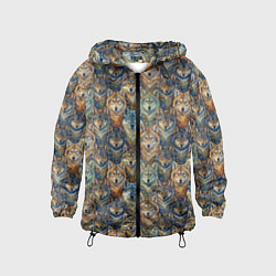 Ветровка с капюшоном детская Волчий узор, цвет: 3D-черный
