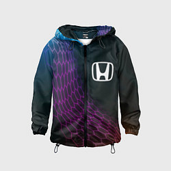 Ветровка с капюшоном детская Honda neon hexagon, цвет: 3D-черный
