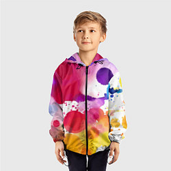Ветровка с капюшоном детская Яркие абстрактные акварельные кляксы - нейросеть, цвет: 3D-черный — фото 2