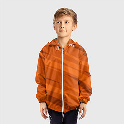 Ветровка с капюшоном детская Тёмный оранжевый полосами, цвет: 3D-белый — фото 2