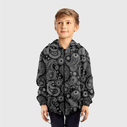Ветровка с капюшоном детская Пейсли на черном, цвет: 3D-черный — фото 2