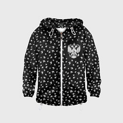 Детская ветровка Герб РФ и ласточки на чёрном