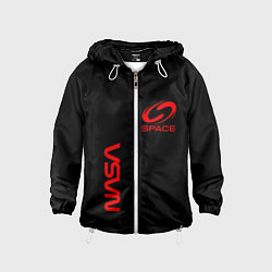 Ветровка с капюшоном детская Nasa space red logo, цвет: 3D-белый