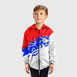Ветровка с капюшоном детская Россия- астрактивный триколор, цвет: 3D-черный — фото 2