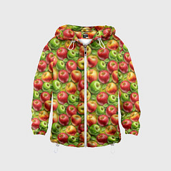 Ветровка с капюшоном детская Ароматные сочные яблоки, цвет: 3D-белый
