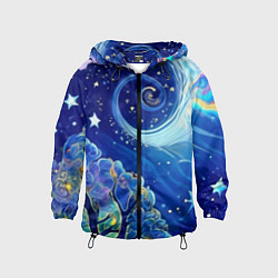 Ветровка с капюшоном детская Звездный лес, цвет: 3D-черный
