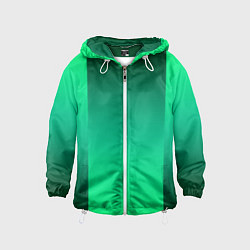 Ветровка с капюшоном детская Яркий зеленый градиентный комбинированный фон, цвет: 3D-белый