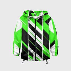 Детская ветровка Black and green stripes on a white background