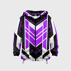 Ветровка с капюшоном детская Purple and black stripes on a white background, цвет: 3D-черный