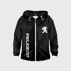 Ветровка с капюшоном детская Peugeot logo white, цвет: 3D-белый