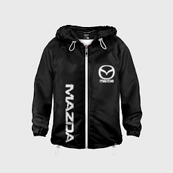 Ветровка с капюшоном детская Mazda white logo, цвет: 3D-белый