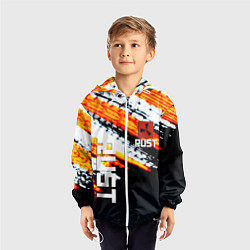 Ветровка с капюшоном детская RUST краски текстура абстрактная, цвет: 3D-белый — фото 2