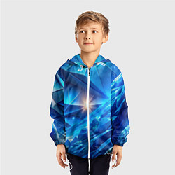 Ветровка с капюшоном детская Синяя объемная абстракция со вспышкой, цвет: 3D-белый — фото 2