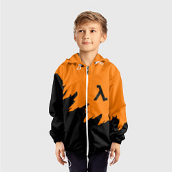 Ветровка с капюшоном детская Half life чёрно оранжевый, цвет: 3D-белый — фото 2