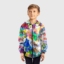 Ветровка с капюшоном детская Живописные бабочки, цвет: 3D-черный — фото 2