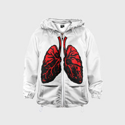 Ветровка с капюшоном детская Красные абстрактные легкие, цвет: 3D-белый