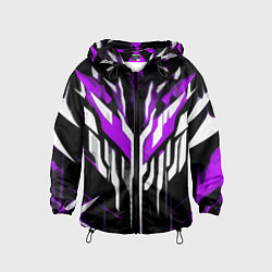 Ветровка с капюшоном детская Purple and white abstraction on a black background, цвет: 3D-черный