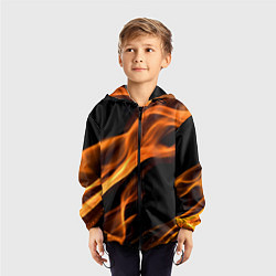 Ветровка с капюшоном детская Языки пламени текстура, цвет: 3D-черный — фото 2