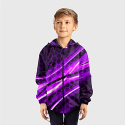 Ветровка с капюшоном детская Неоновая броня текстура, цвет: 3D-черный — фото 2