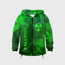 Ветровка с капюшоном детская Fallout - green gradient вертикально, цвет: 3D-черный