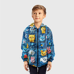 Ветровка с капюшоном детская Зайчата на пэчворк, цвет: 3D-черный — фото 2