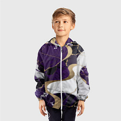Ветровка с капюшоном детская Фиолетовый с белым и золотым, цвет: 3D-белый — фото 2