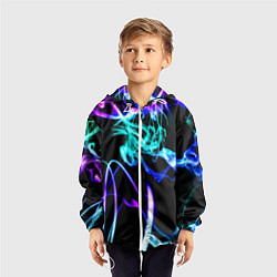 Ветровка с капюшоном детская Неоновый дым текстура, цвет: 3D-белый — фото 2