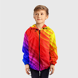 Ветровка с капюшоном детская Абстрактные волны текстура, цвет: 3D-черный — фото 2