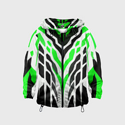 Детская ветровка Агрессивные зелёно-белые полосы на чёрном фоне