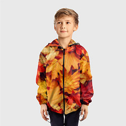 Ветровка с капюшоном детская Осенние кленовые листья, цвет: 3D-черный — фото 2