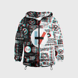 Ветровка с капюшоном детская Twenty one pilots glitch pattern, цвет: 3D-черный