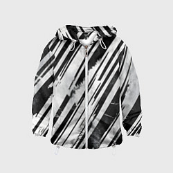 Ветровка с капюшоном детская Платиновые и черные полосы, цвет: 3D-белый
