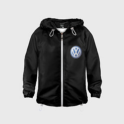 Ветровка с капюшоном детская Volkswagen logo auto, цвет: 3D-белый