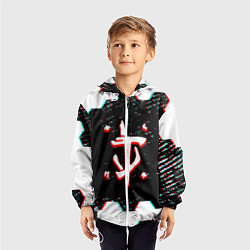 Ветровка с капюшоном детская Doom hexagon glitch color, цвет: 3D-белый — фото 2