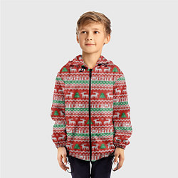 Ветровка с капюшоном детская Deer christmas pattern, цвет: 3D-черный — фото 2