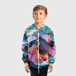 Ветровка с капюшоном детская Горы краски, цвет: 3D-белый — фото 2
