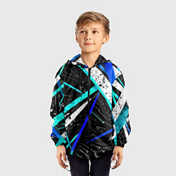 Ветровка с капюшоном детская Разноцветные праздничные линии, цвет: 3D-черный — фото 2