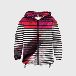 Детская ветровка Красно-чёрные полосы на белом фоне
